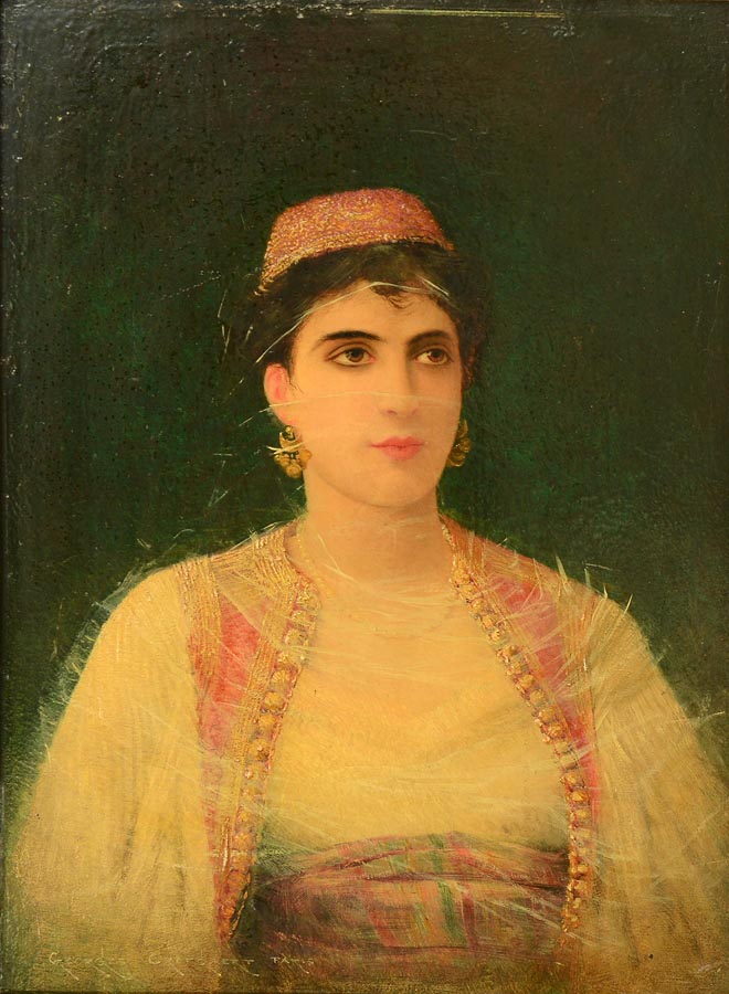 Jeune beaute turgue” (1848-1923), Ahşap üzerine yağlıboya- Oil on wood, 33×24 cm